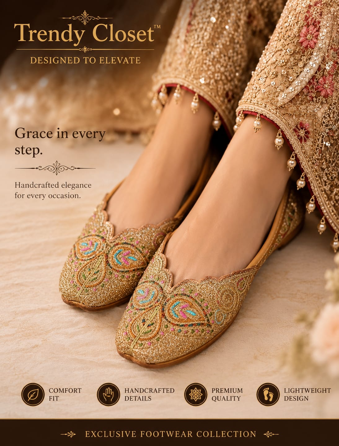Gilded Paisley Juttis — Footwear - Female at Trendy Closet, Morrisville NC