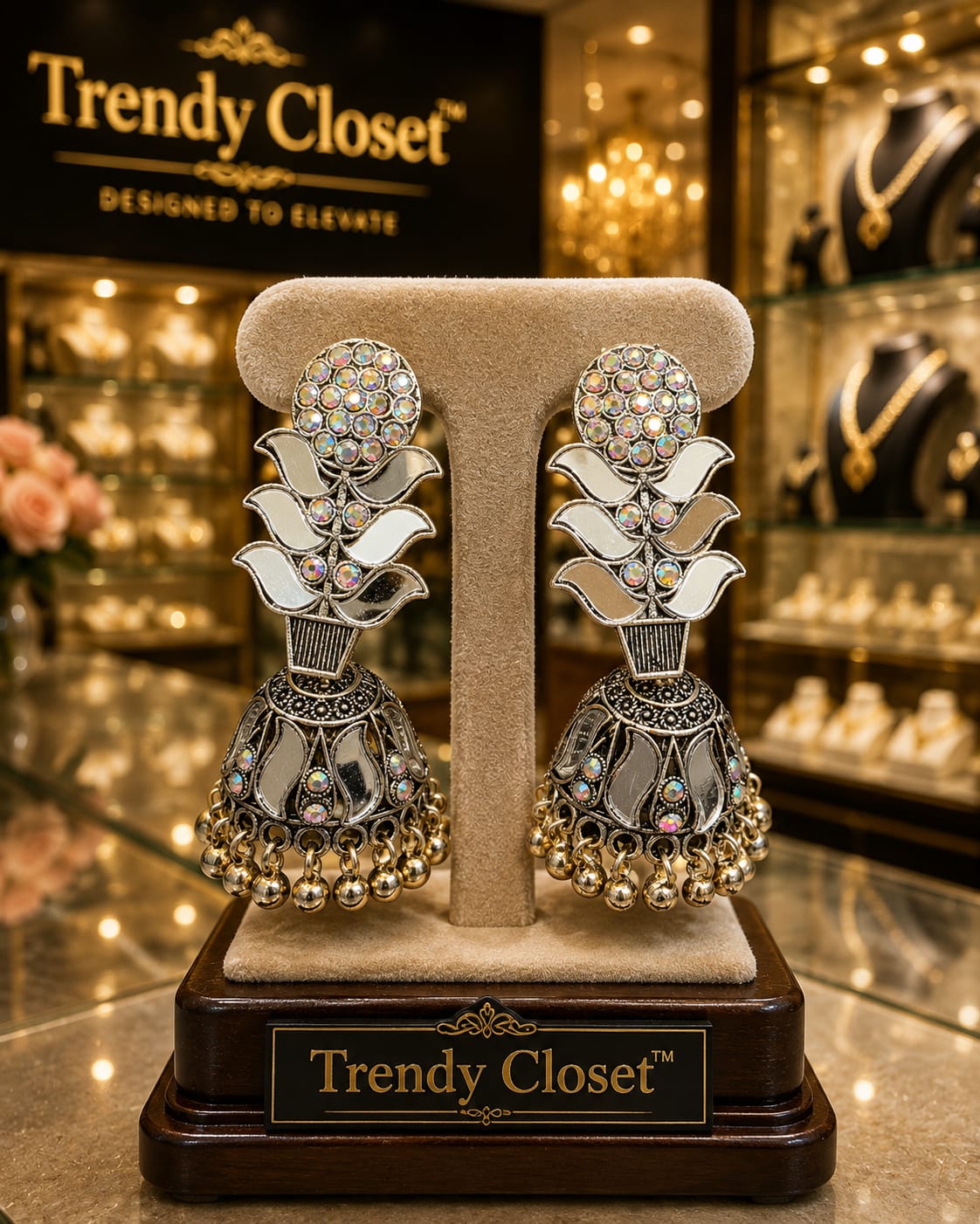 Radiant Mirror Jhumkas — Accessories at Trendy Closet, Morrisville NC