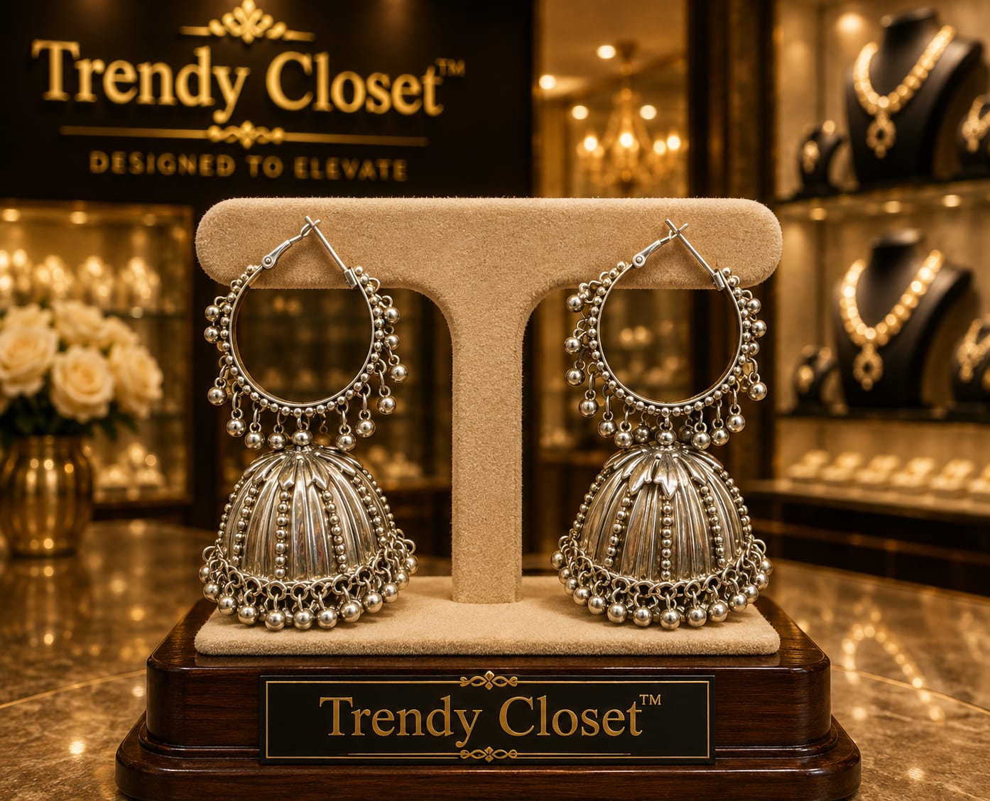 Silver Ghungroo Jhumkas — Accessories at Trendy Closet, Morrisville NC