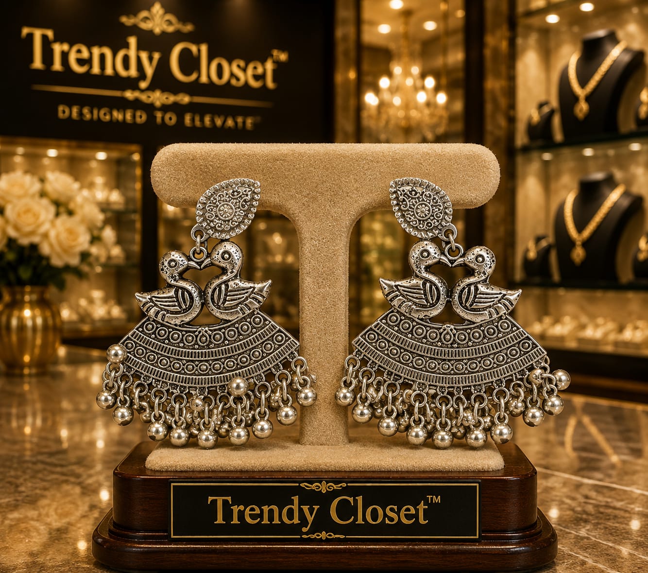 Swan Majesty Chandbalis — Accessories at Trendy Closet, Morrisville NC