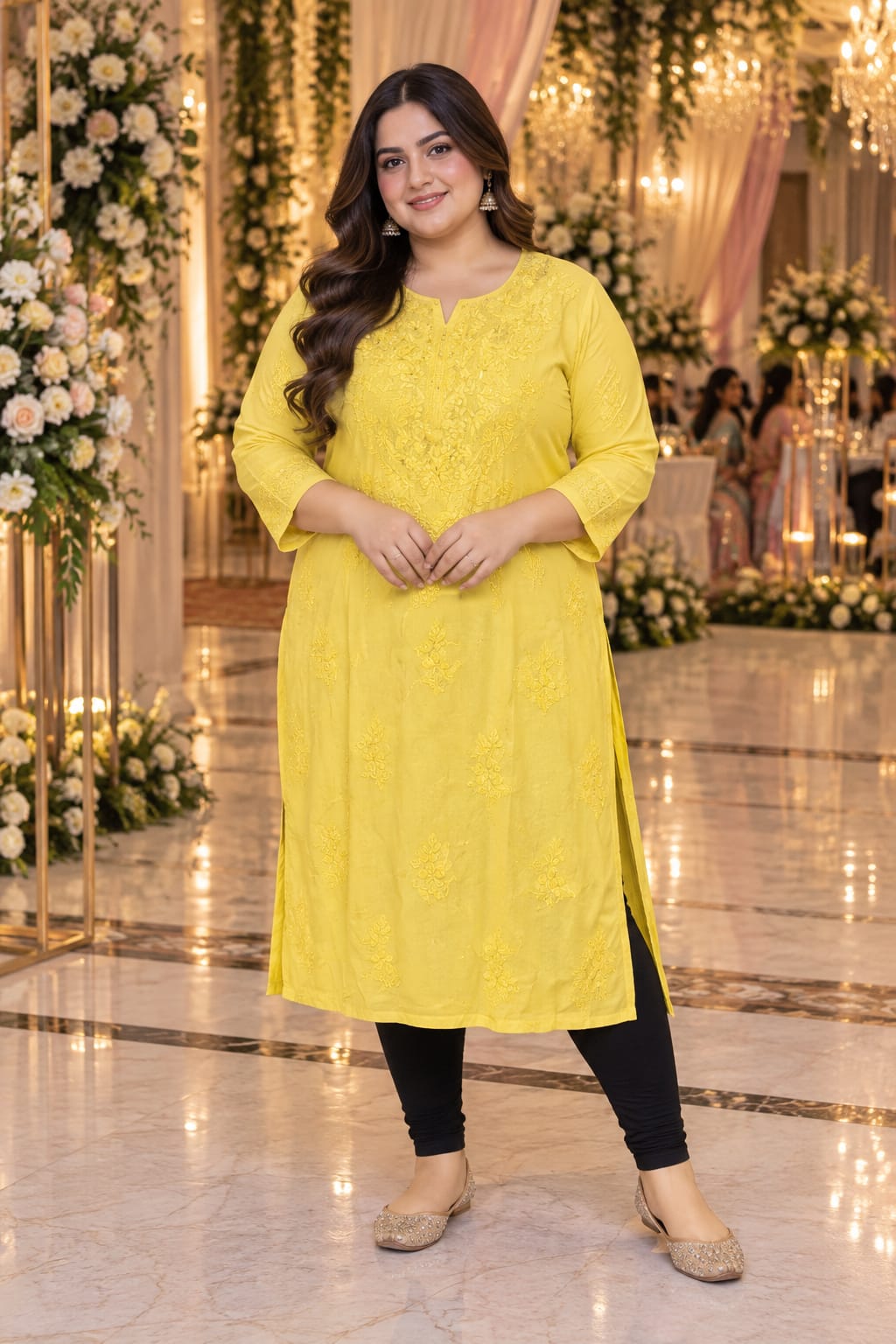 Sunlit Chikankari Bloom — Kurti at Trendy Closet, Morrisville NC