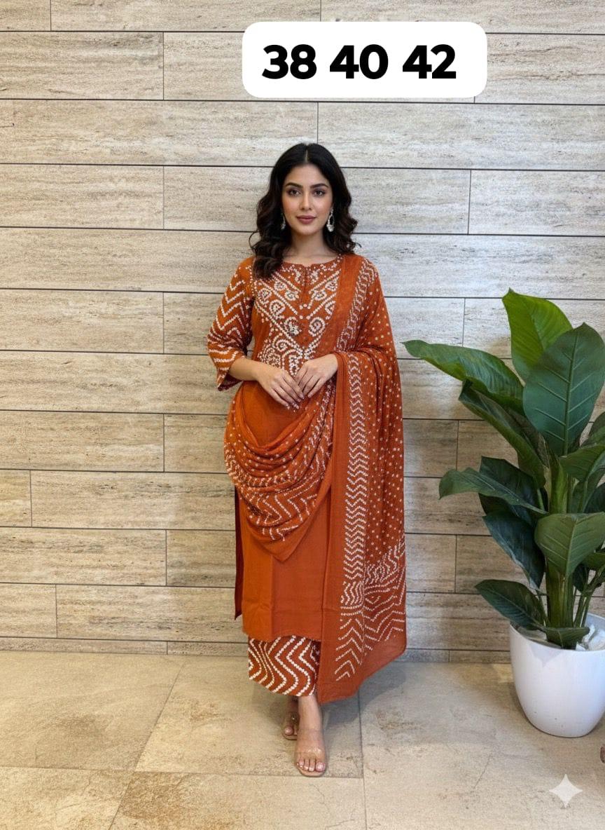 Rust Bandhani Heritage — Suit Set at Trendy Closet, Morrisville NC