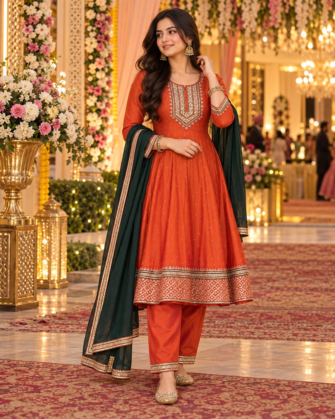 Saffron Radiance Anarkali — Suit Set at Trendy Closet, Morrisville NC