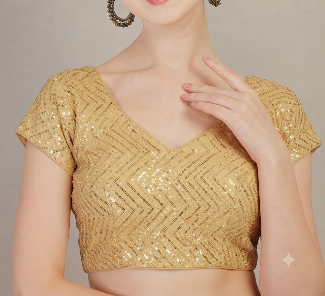 Gilded Chevron Choli — Blouse (Top) at Trendy Closet, Morrisville NC