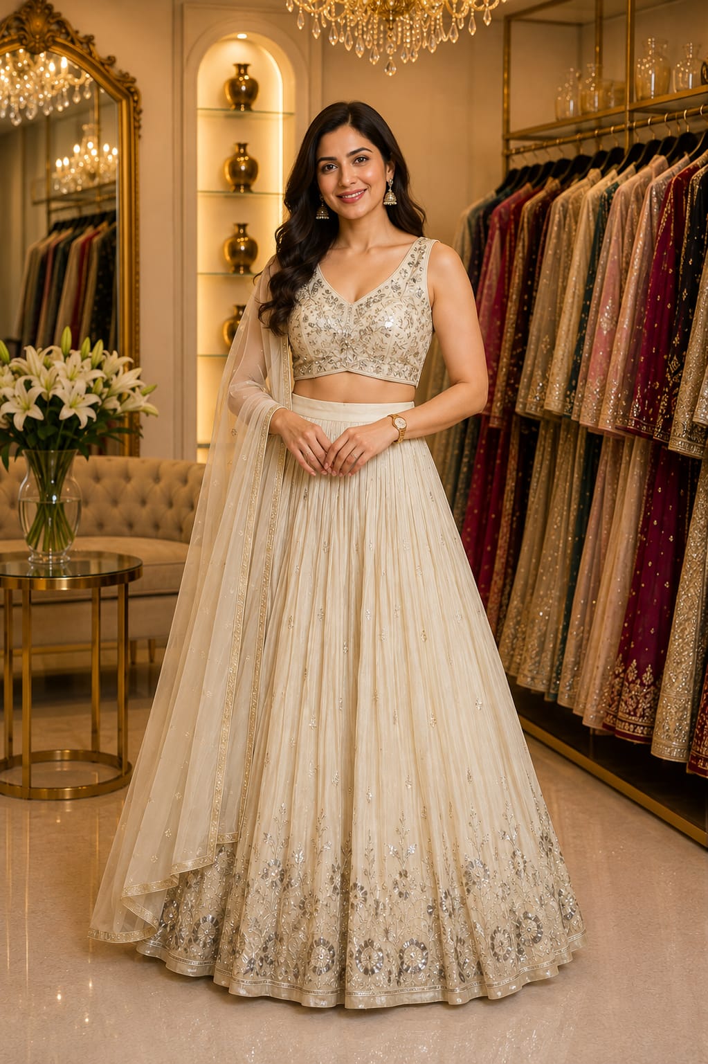 Champagne Glow Lehenga — Lehengas at Trendy Closet, Morrisville NC