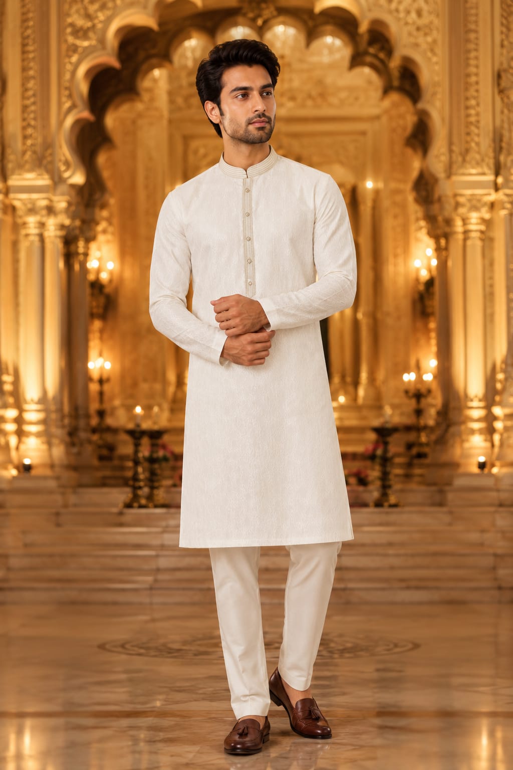 Ivory Serenity Kurta Set — Men's Wear at Trendy Closet, Morrisville NC