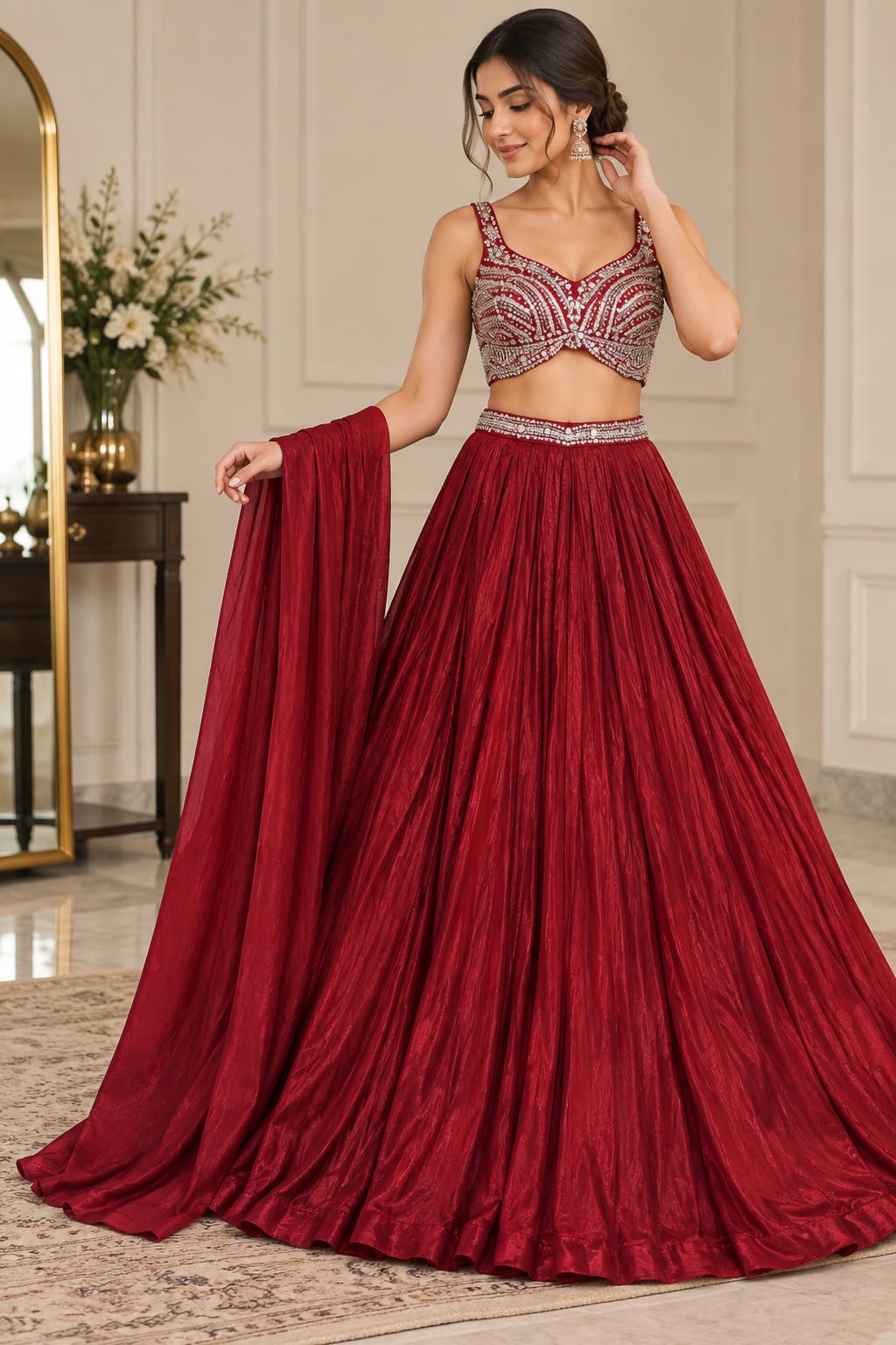 Crimson Starlight Lehenga — Lehengas at Trendy Closet, Morrisville NC