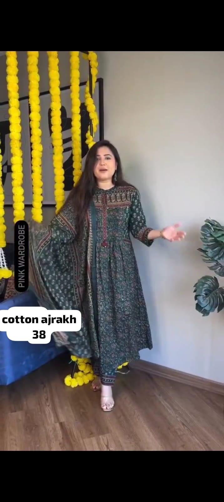 Emerald Ajrakh Aura — Suit Set at Trendy Closet, Morrisville NC