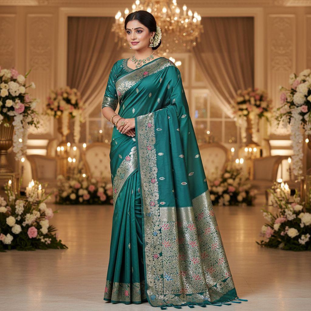 Emerald Empress Silk Saree — Sarees at Trendy Closet, Morrisville NC