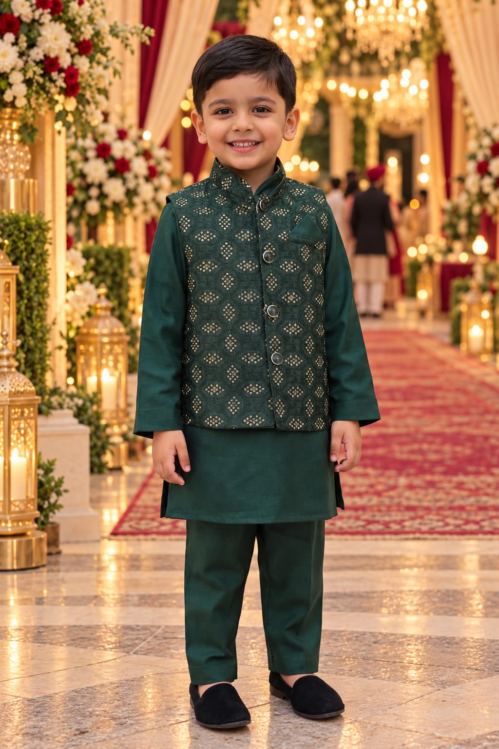 Emerald Prince Kurta Set — Kids - Boy at Trendy Closet, Morrisville NC