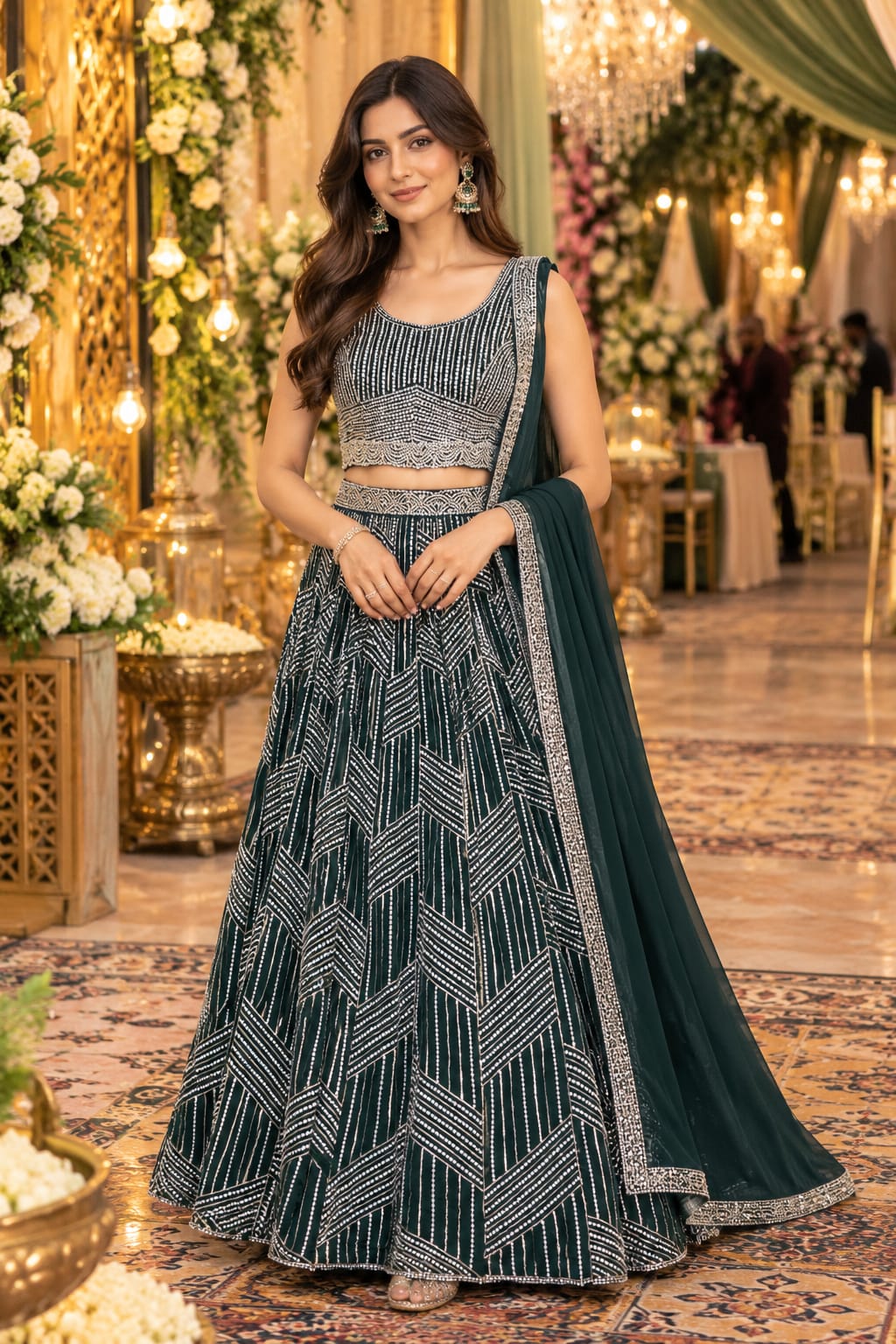 Emerald Radiance Lehenga — Lehengas at Trendy Closet, Morrisville NC