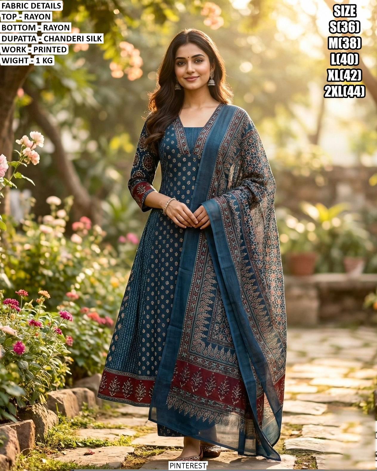 Indigo Ajrakh Elegance — Suit Set at Trendy Closet, Morrisville NC