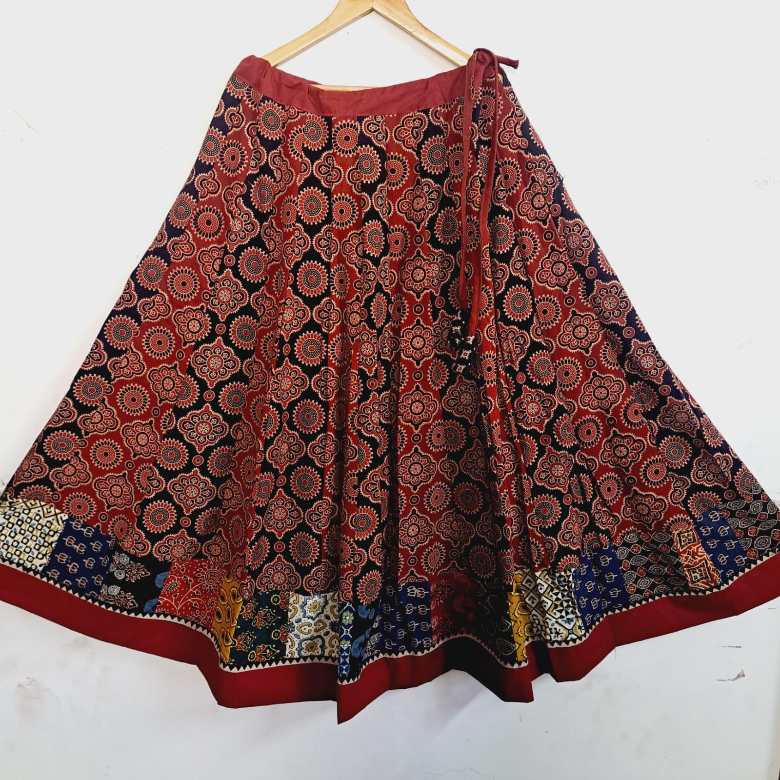 Maroon Mandala Ajrakh Lehenga — Ghagra Choli at Trendy Closet, Morrisville NC