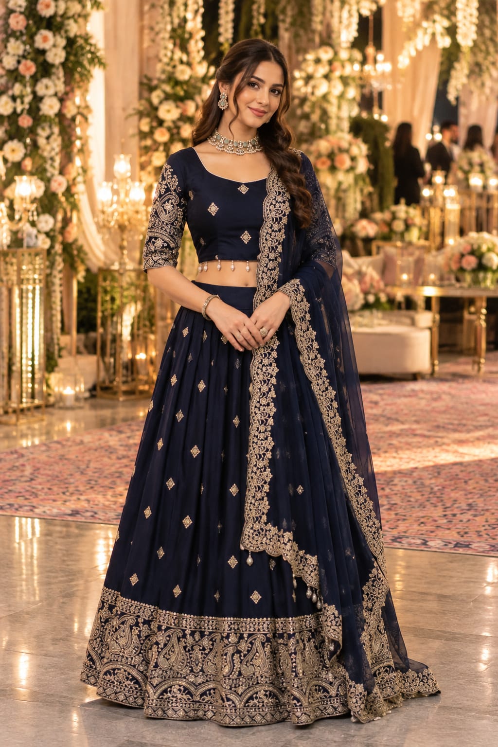 Midnight Bloom Zari Lehenga — Lehengas at Trendy Closet, Morrisville NC