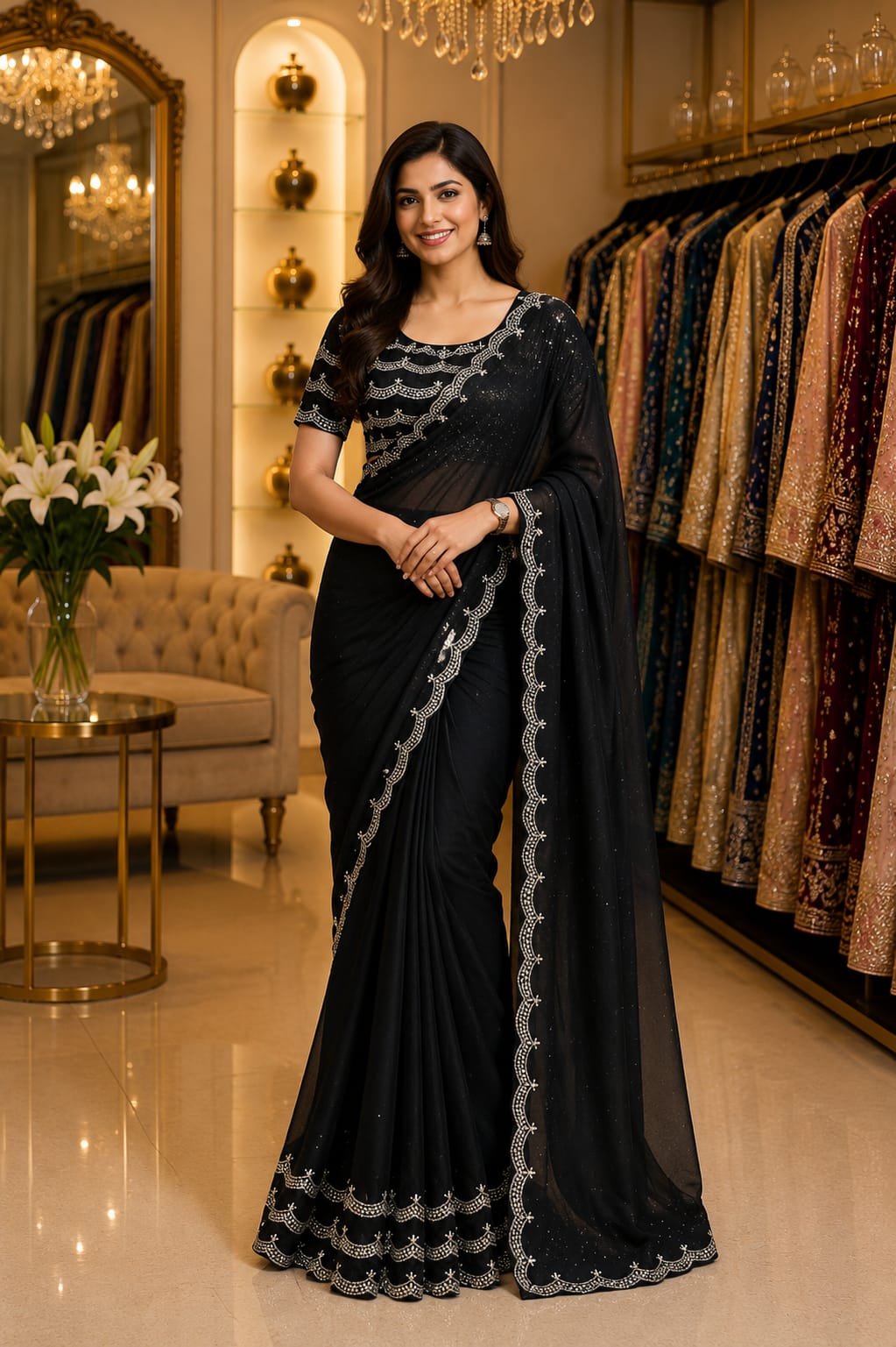 Midnight Onyx Saree — Sarees at Trendy Closet, Morrisville NC