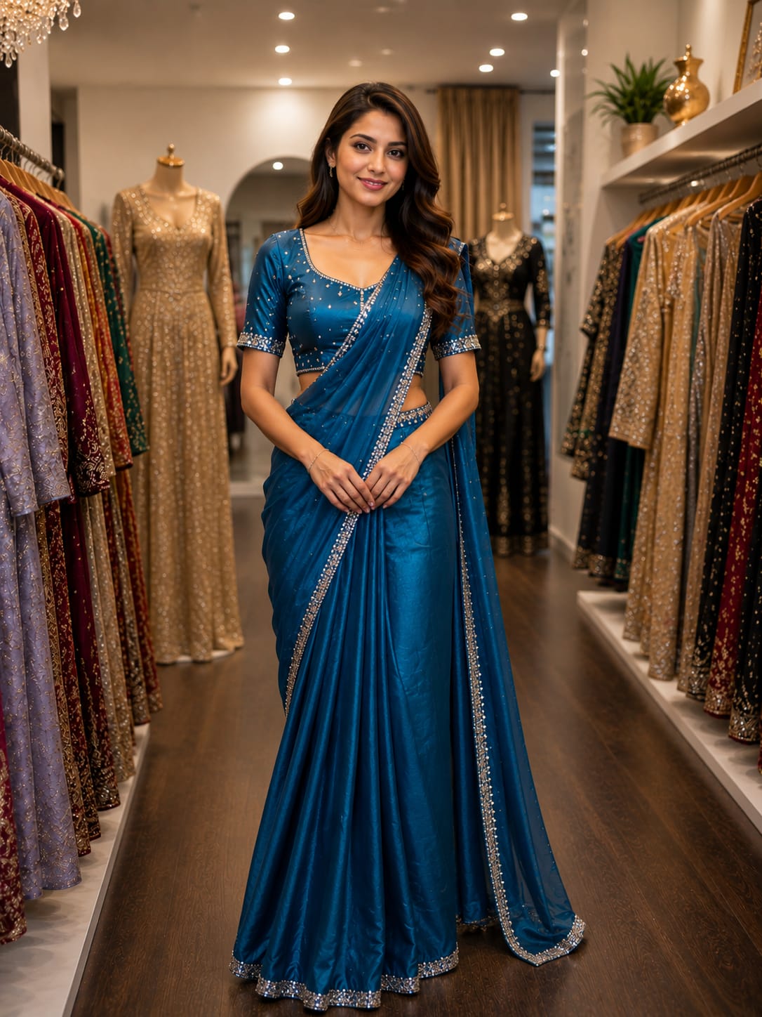 Midnight Sapphire Saree — Sarees at Trendy Closet, Morrisville NC