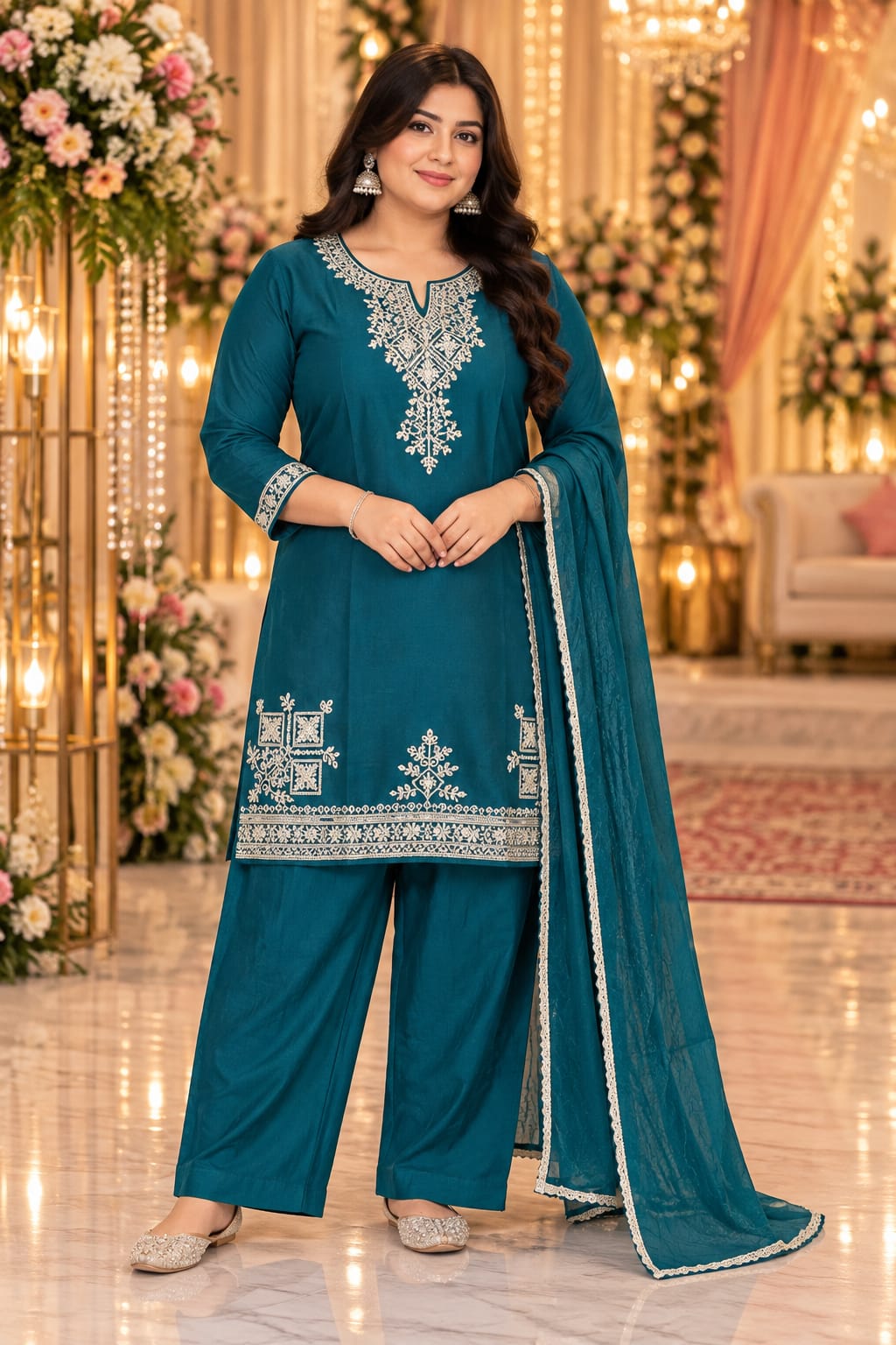 Midnight Teal Zari Palazzo Set — Palazzo Set at Trendy Closet, Morrisville NC