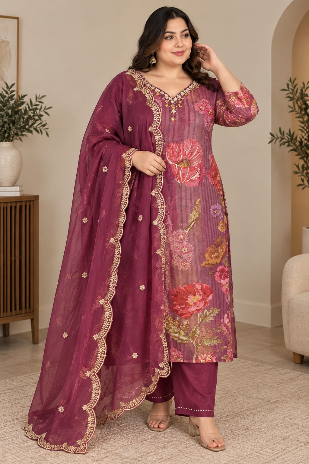 Plum Blossom Silk Set — Suit Set at Trendy Closet, Morrisville NC