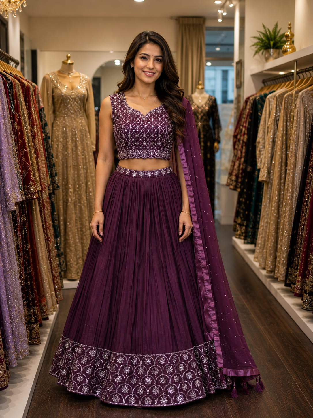 Plum Radiance Lehenga — Lehengas at Trendy Closet, Morrisville NC