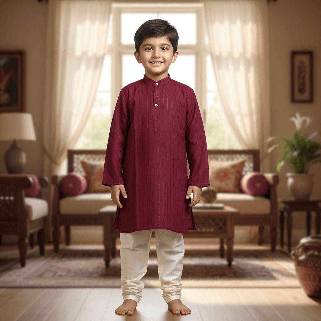 Regal Wine Kurta Set — Kids - Boy at Trendy Closet, Morrisville NC