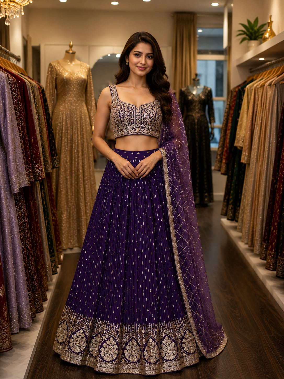 Royal Amethyst Lehenga — Lehengas at Trendy Closet, Morrisville NC