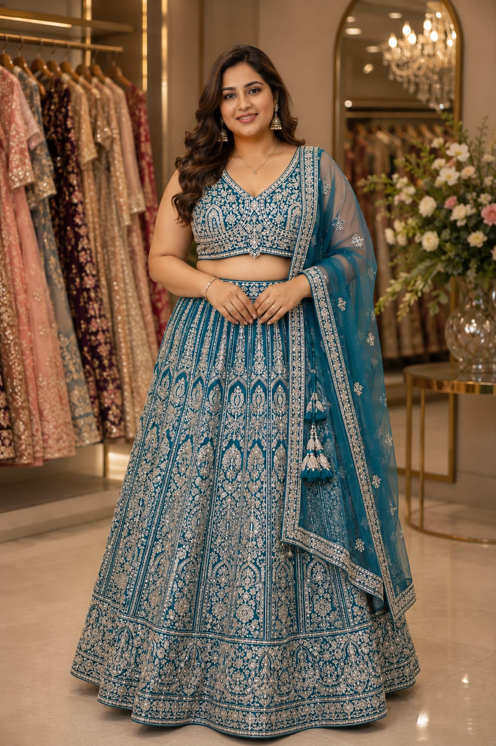 Teal Radiance Lehenga — Lehengas at Trendy Closet, Morrisville NC