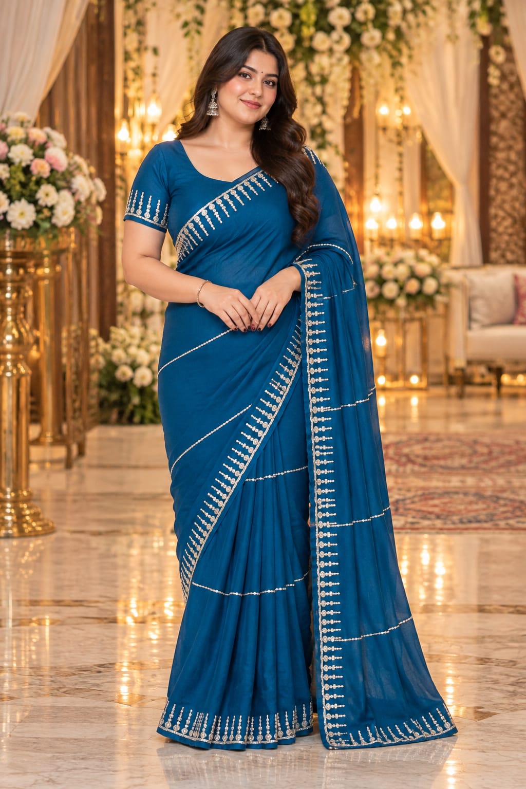 Teal Radiance Saree — Sarees at Trendy Closet, Morrisville NC