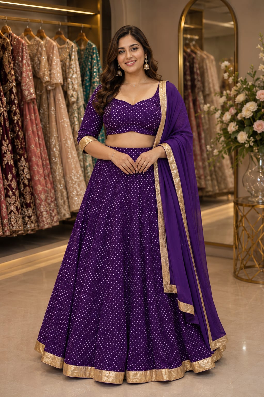 Violet Polka Radiance — Lehengas at Trendy Closet, Morrisville NC