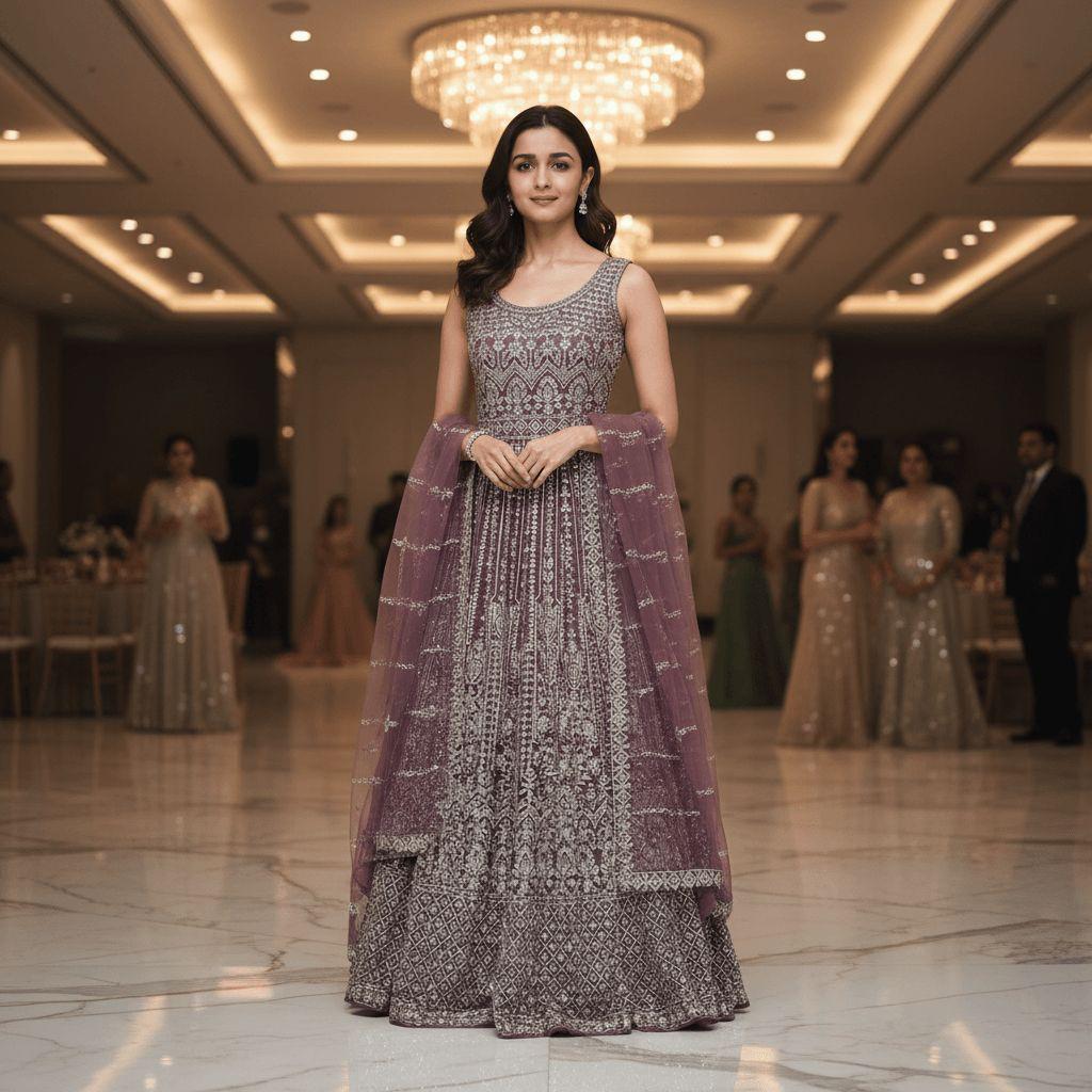 Amethyst Glitz Indo-Western Gown — Gowns at Trendy Closet, Morrisville NC
