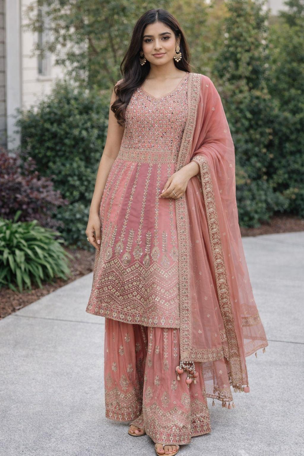 Blush Aurora Sharara Set — Sharara Suits at Trendy Closet, Morrisville NC