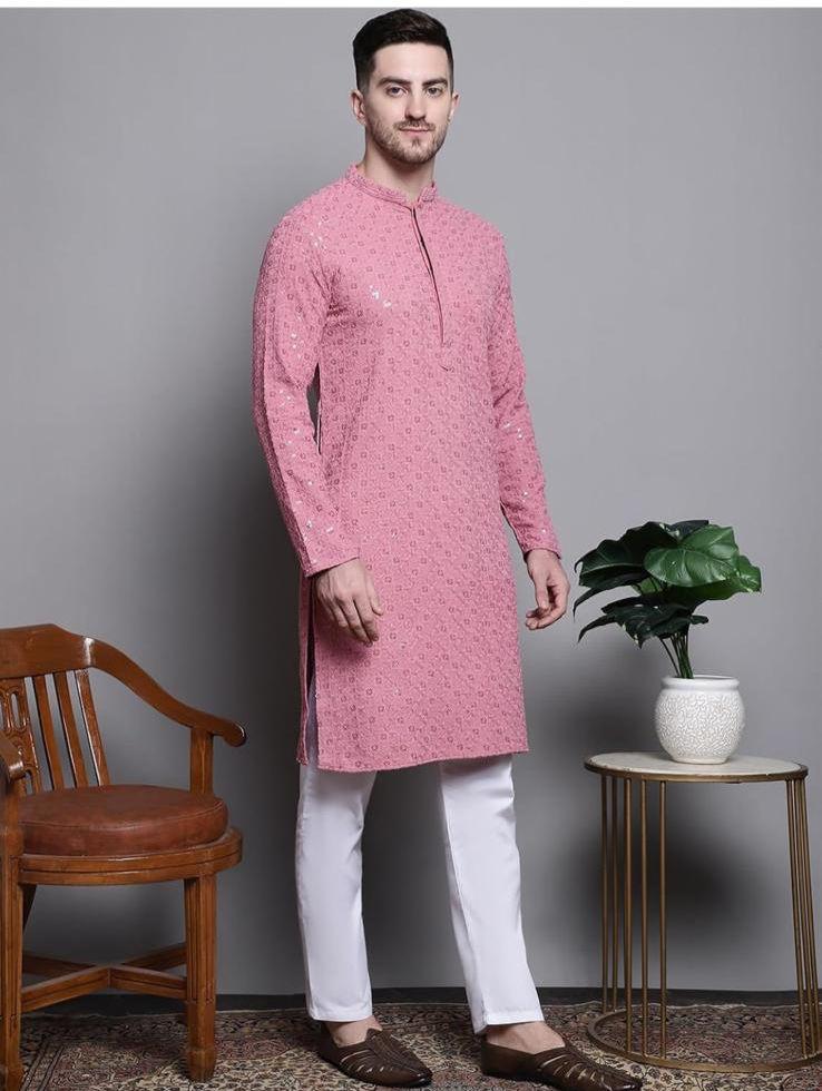 Blush Bloom Kurta Set — Men's Wear at Trendy Closet, Morrisville NC