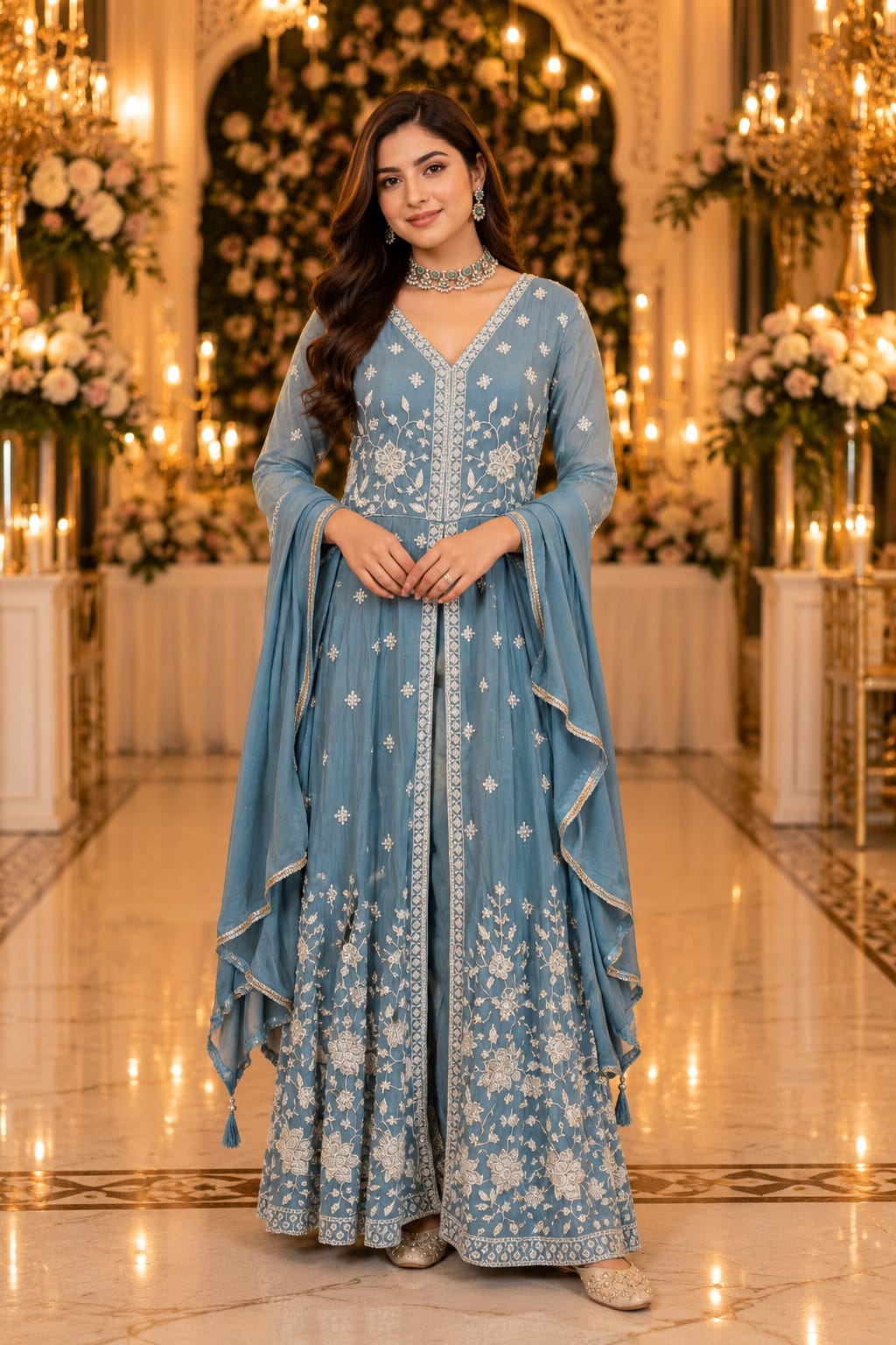 Cerulean Resham Suit — Gowns at Trendy Closet, Morrisville NC