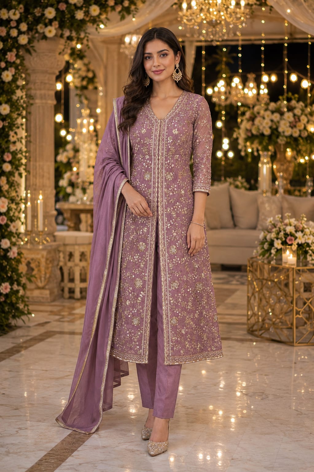Mauve Blossom Front-Slit Set — Suit Set at Trendy Closet, Morrisville NC