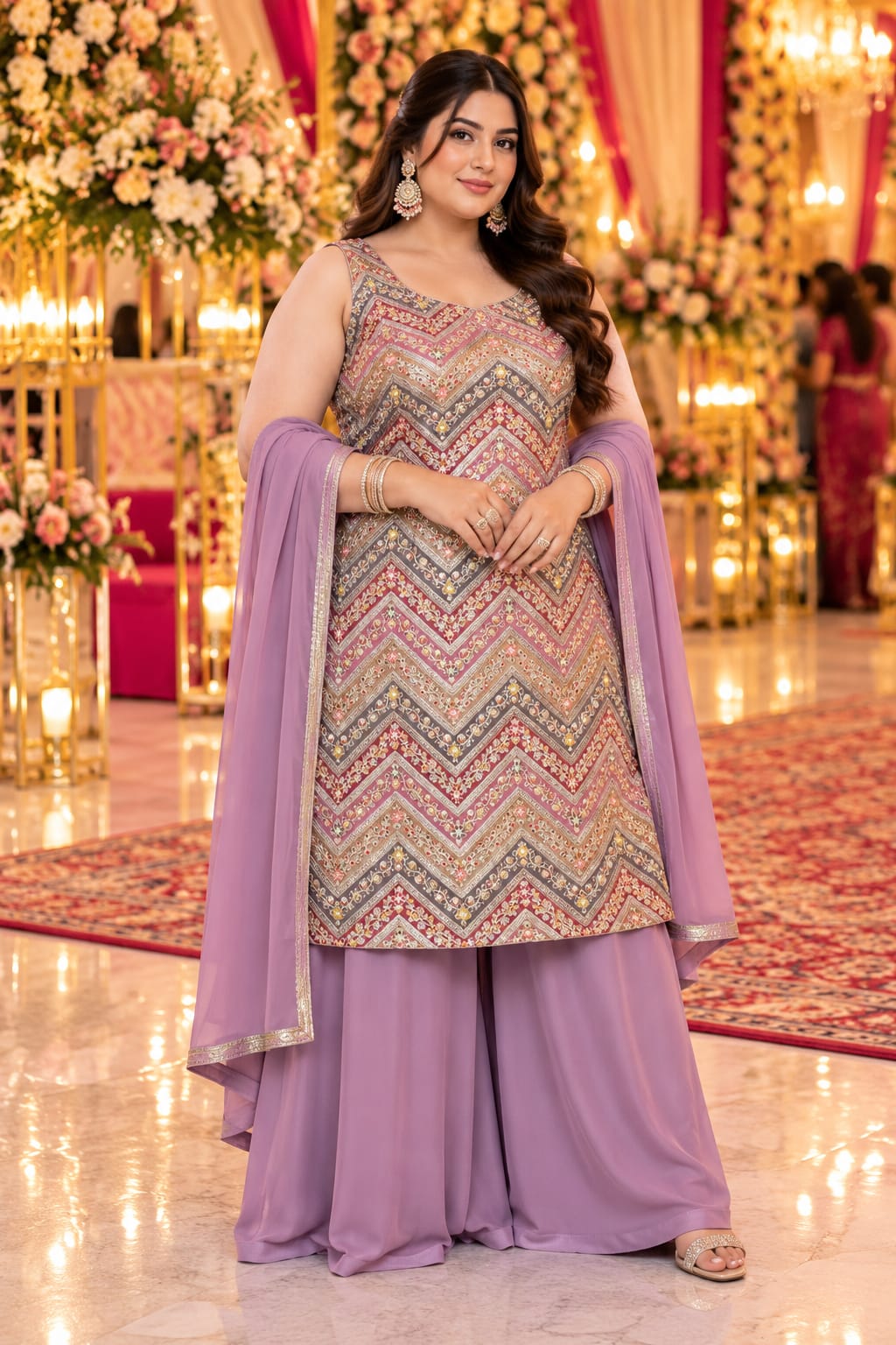 Mauve Mosaic Sharara Set — Sharara Suits at Trendy Closet, Morrisville NC