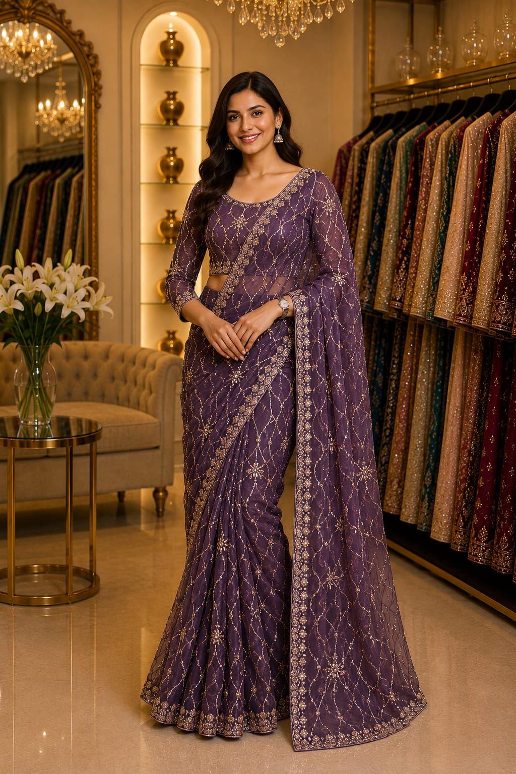 Mauve Radiance Saree — Sarees at Trendy Closet, Morrisville NC