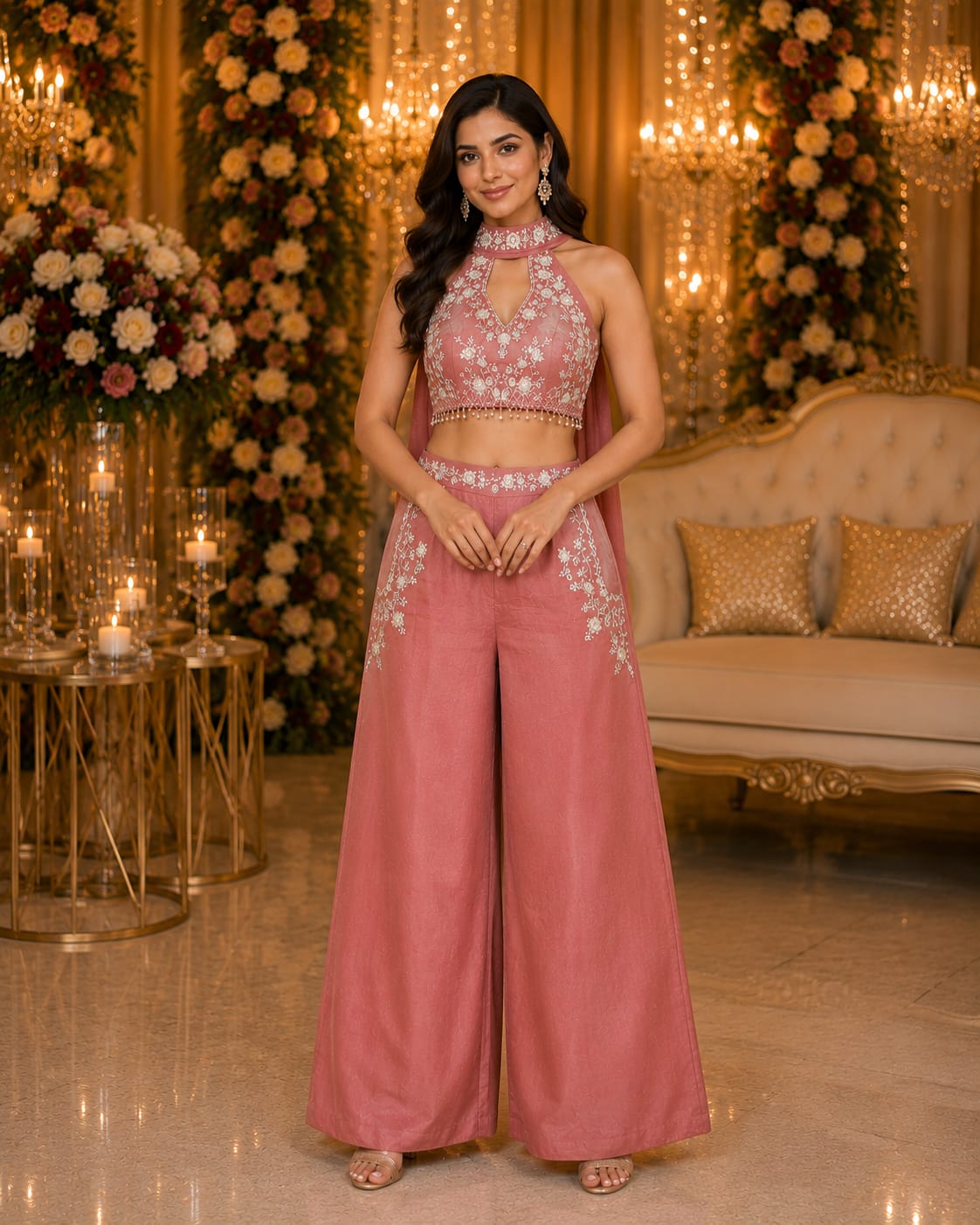 Dusty Rose Pink Embroidered Indo-Western — Indo-Western at Trendy Closet, Morrisville NC