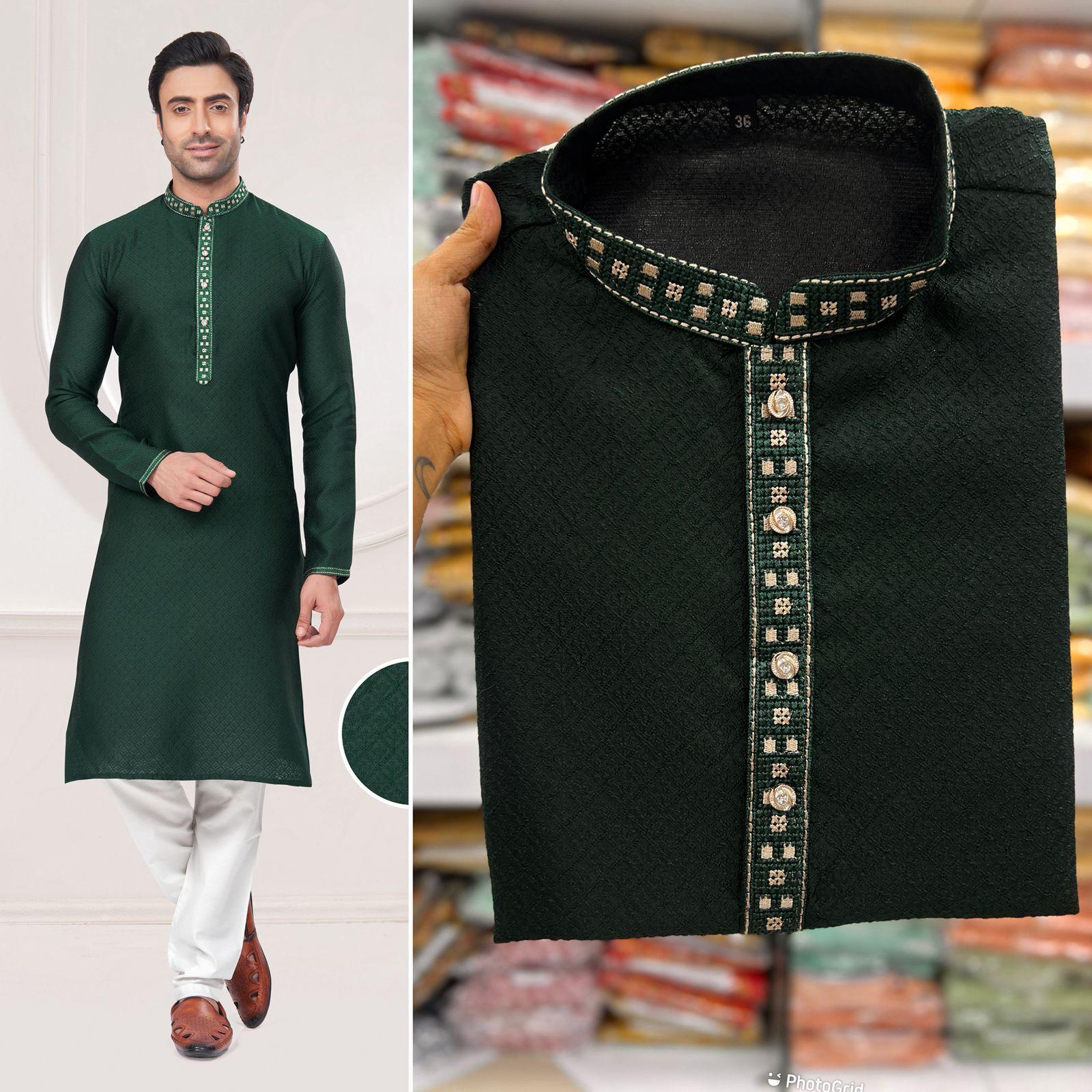 Emerald Heritage Kurta — Men's Wear at Trendy Closet, Morrisville NC