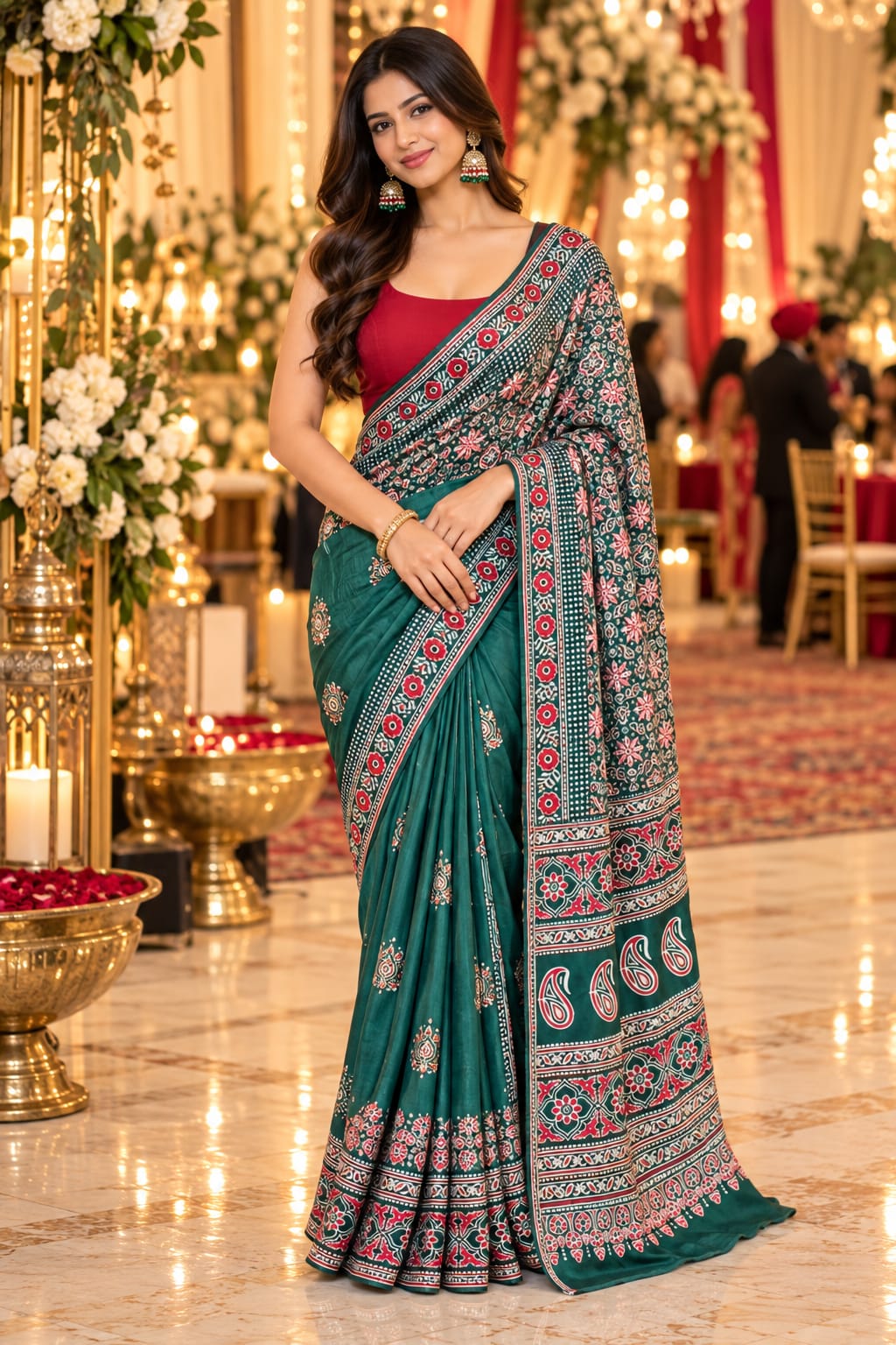 Emerald Heritage Silk Saree — Sarees at Trendy Closet, Morrisville NC
