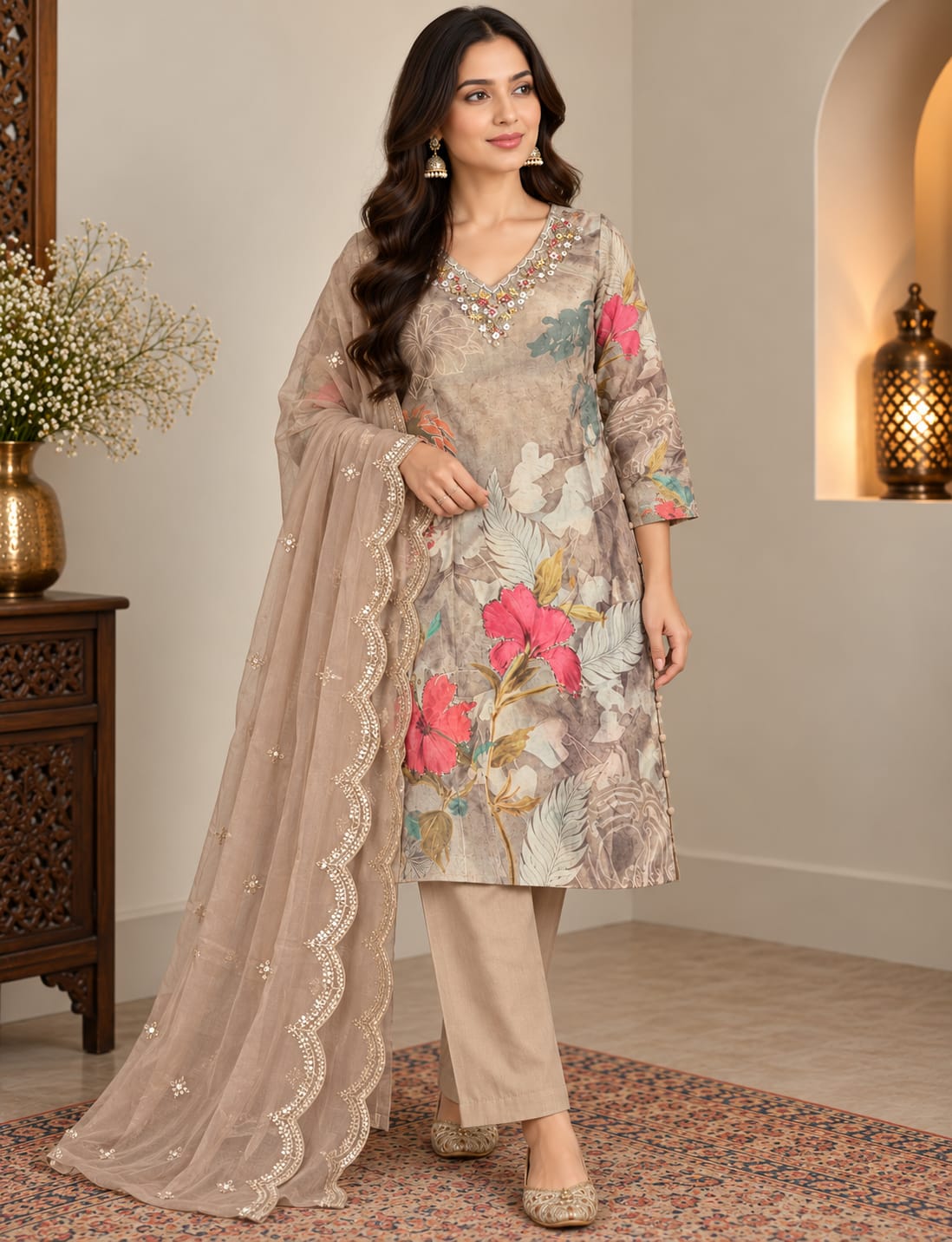 Earthy Floral Radiance — Suit Set at Trendy Closet, Morrisville NC