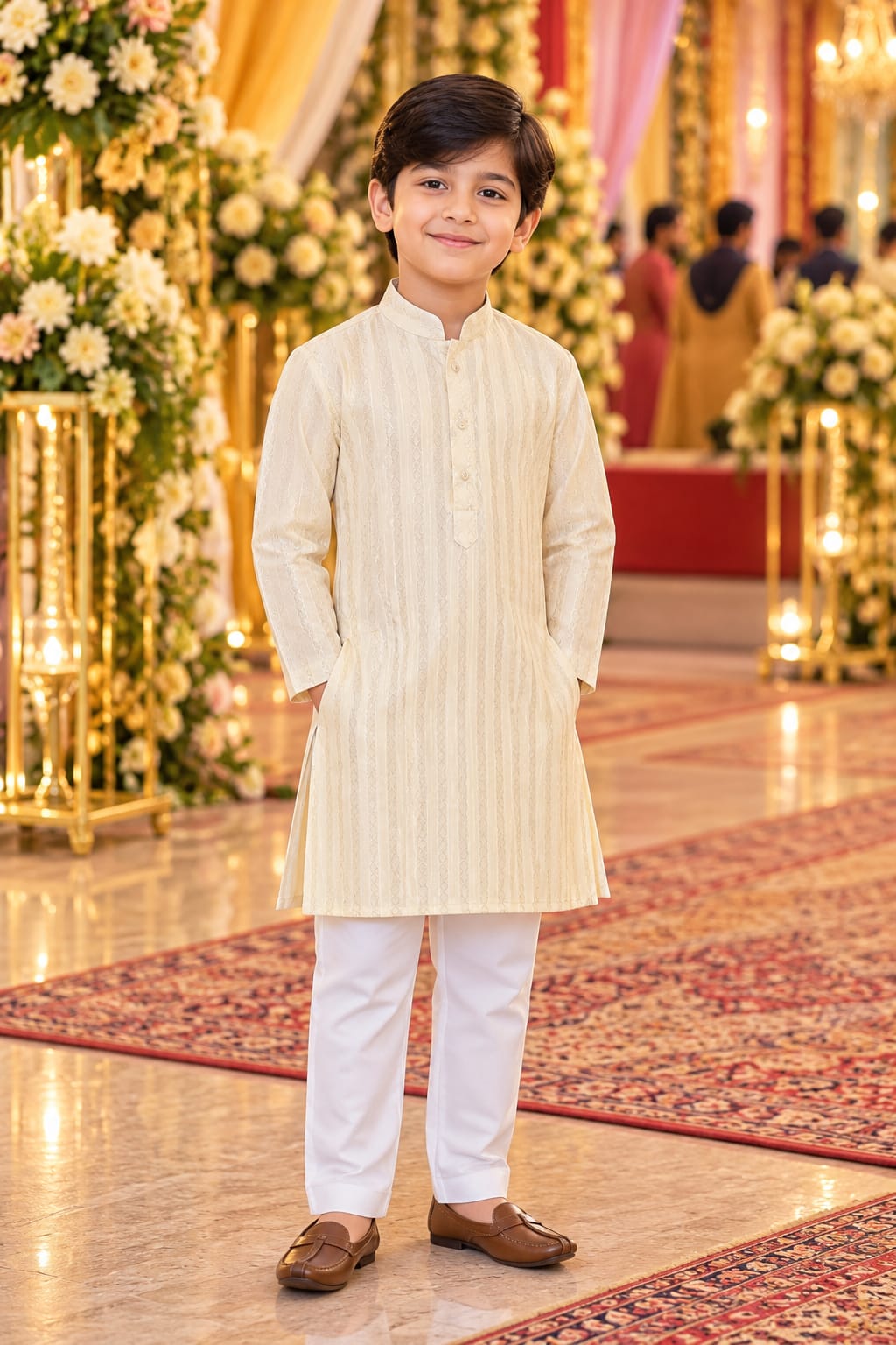Ivory Heirloom Kurta Set — Kids - Boy at Trendy Closet, Morrisville NC