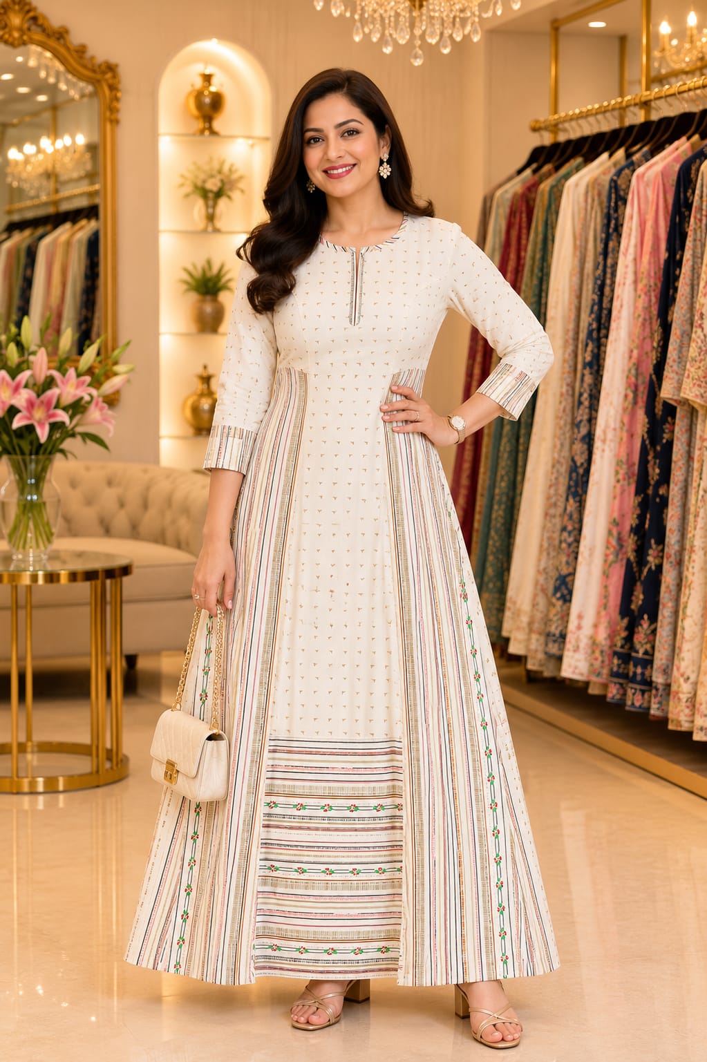 Ivory Mirage Anarkali — Gowns at Trendy Closet, Morrisville NC