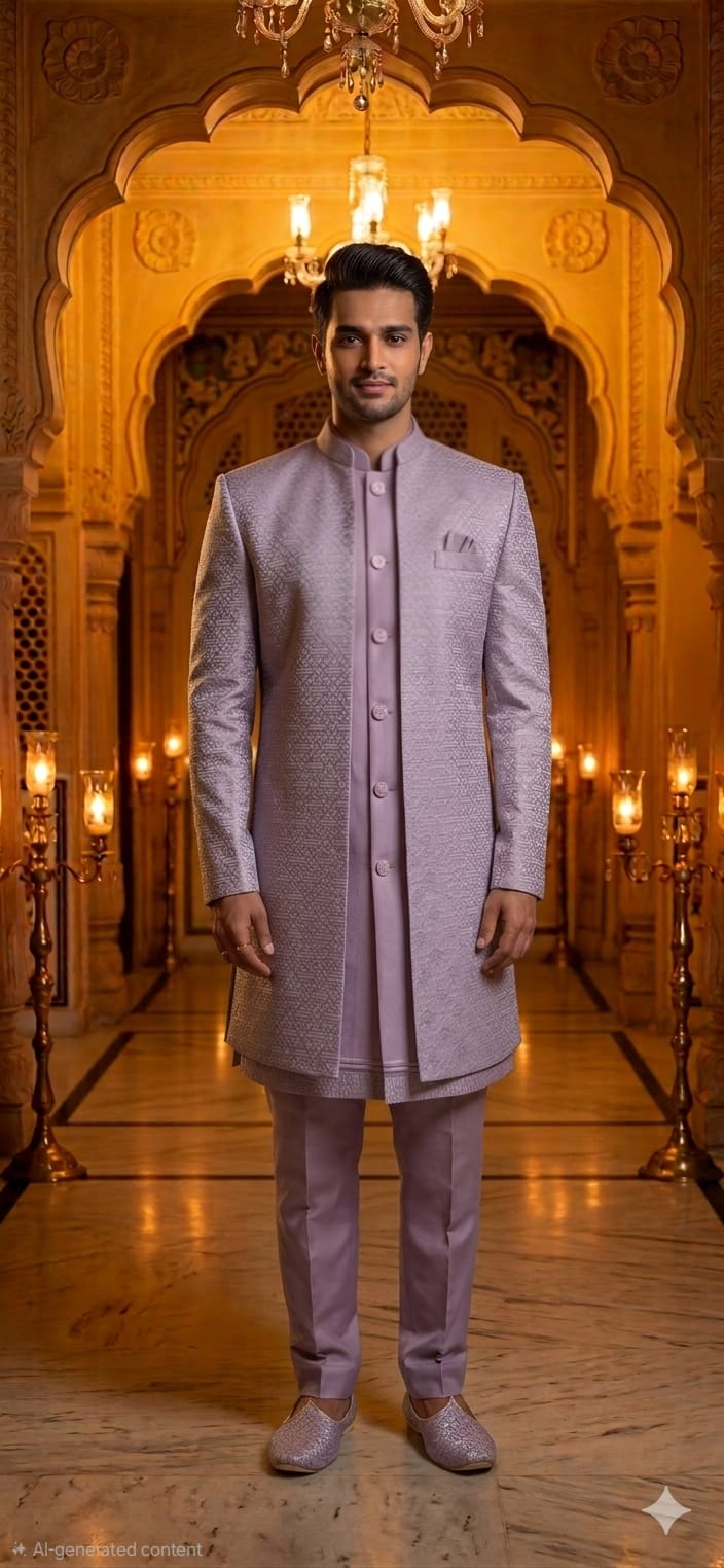 Ivory Regal Sherwani Set — Men's Wear at Trendy Closet, Morrisville NC