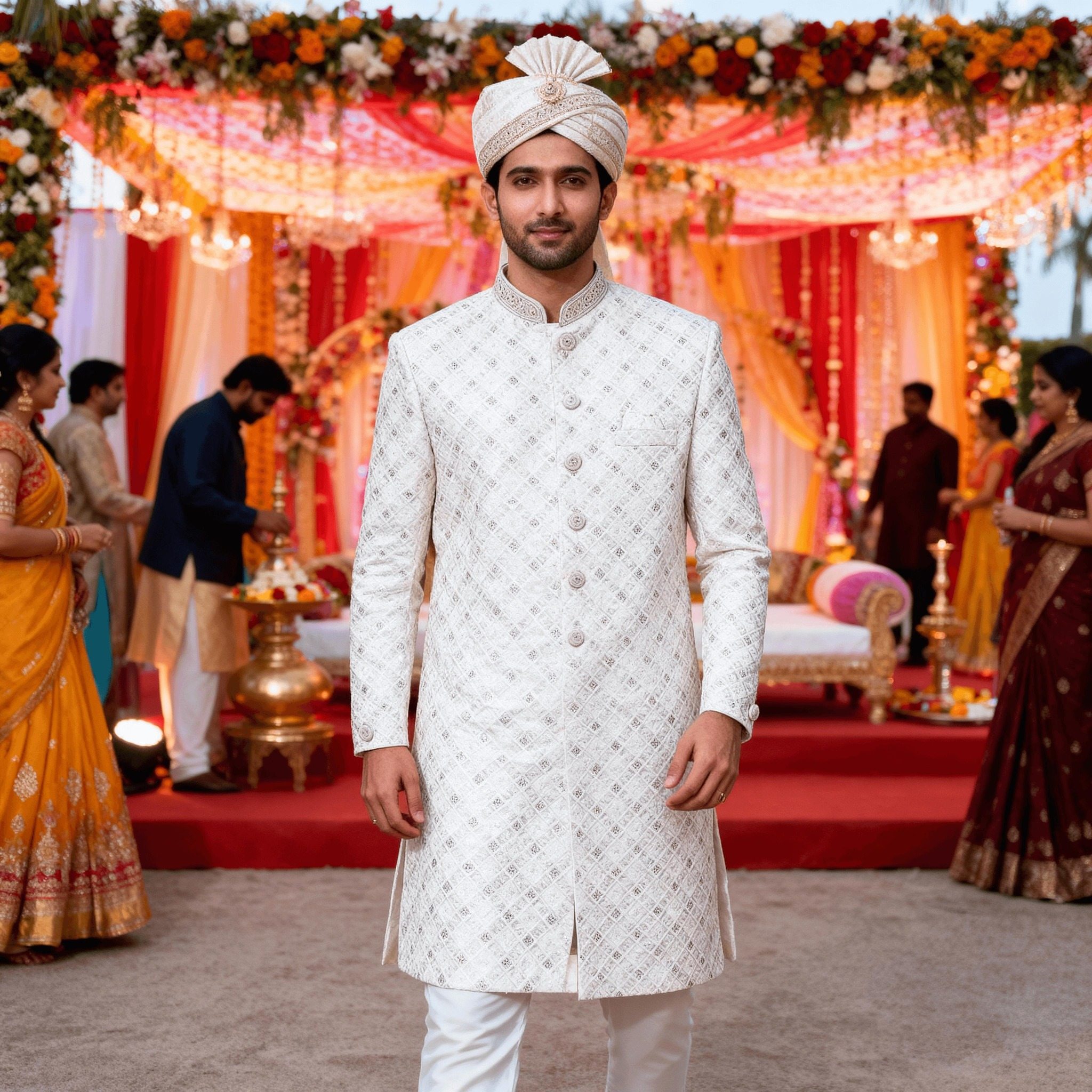 Ivory Royal Wedding Sherwani — Men's Wear at Trendy Closet, Morrisville NC