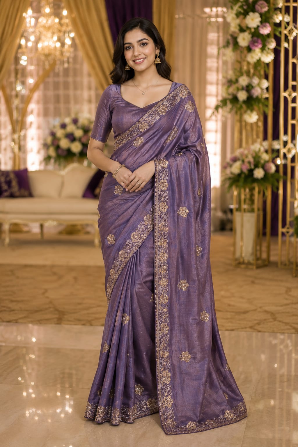 Lavender Banarasi Designer Silk Saree — Sarees at Trendy Closet, Morrisville NC