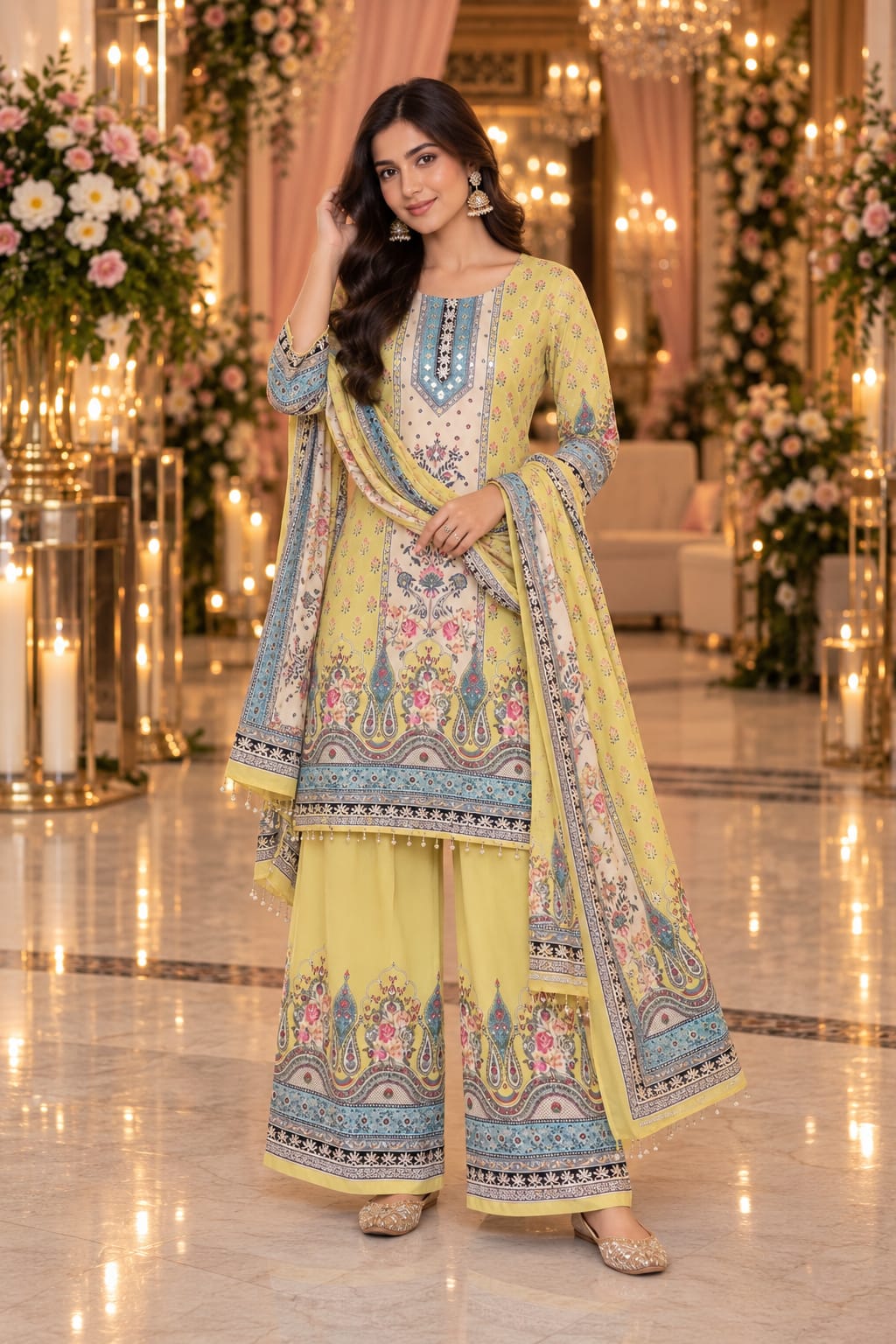 Citron Floral Palazzo Set — Palazzo Set at Trendy Closet, Morrisville NC