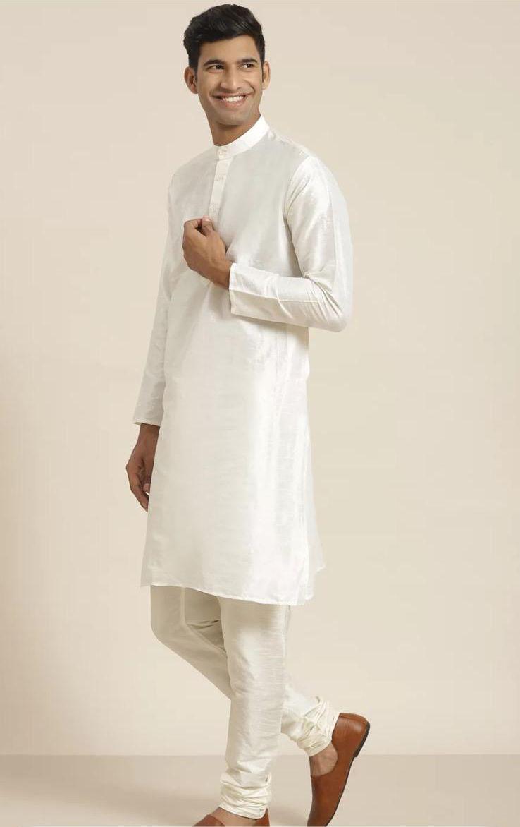 Pearl Ivory Silk Kurta — Men's Wear at Trendy Closet, Morrisville NC