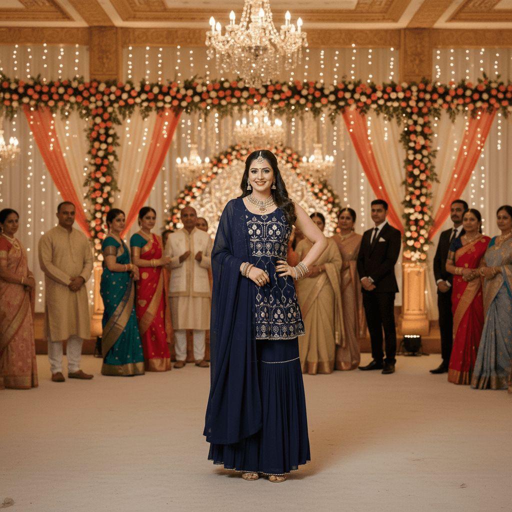 Midnight Azure Sharara Set — Sharara Suits at Trendy Closet, Morrisville NC