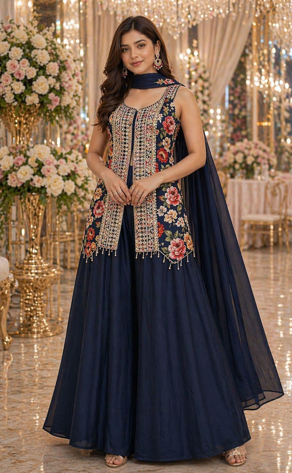 Midnight Bloom Fusion Set — Indo-Western at Trendy Closet, Morrisville NC