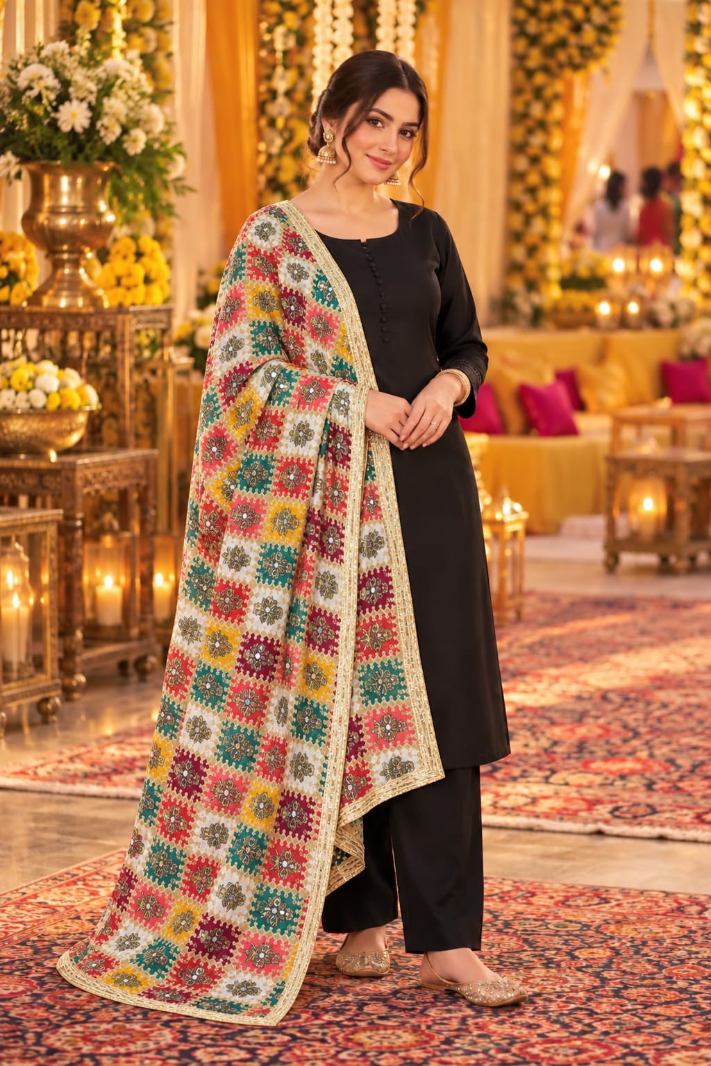 Noor-e-Siyah Phulkari Suit — Suit Set at Trendy Closet, Morrisville NC