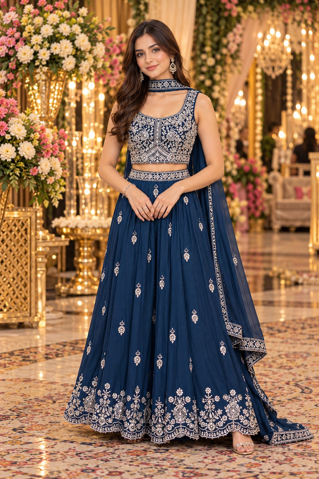 Midnight Sapphire Sequinned Lehenga — Lehengas at Trendy Closet, Morrisville NC